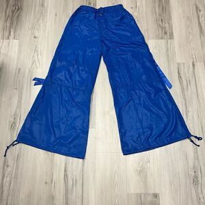 NWOT Current Mood x Dolls Kill electric blue rave pants sz XS lightweight